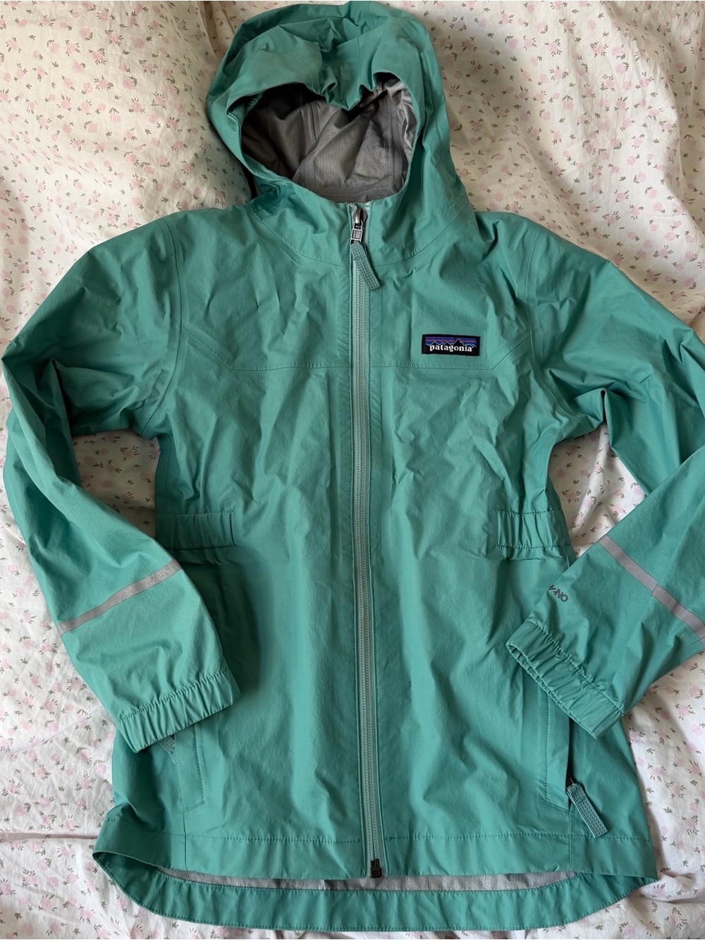 Patagonia Kids Teal Hooded Raincoat